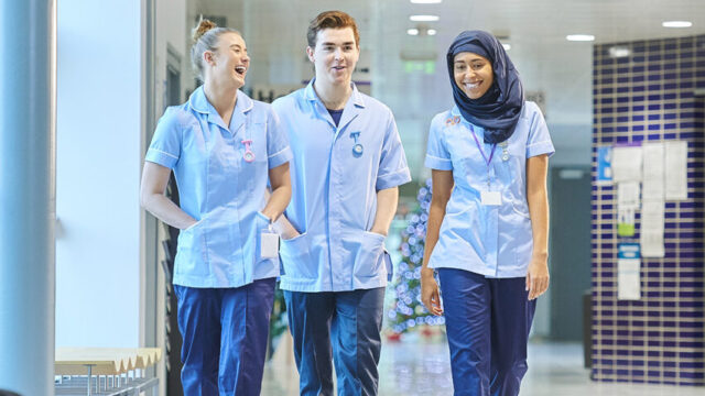 young nurse students in university hospital