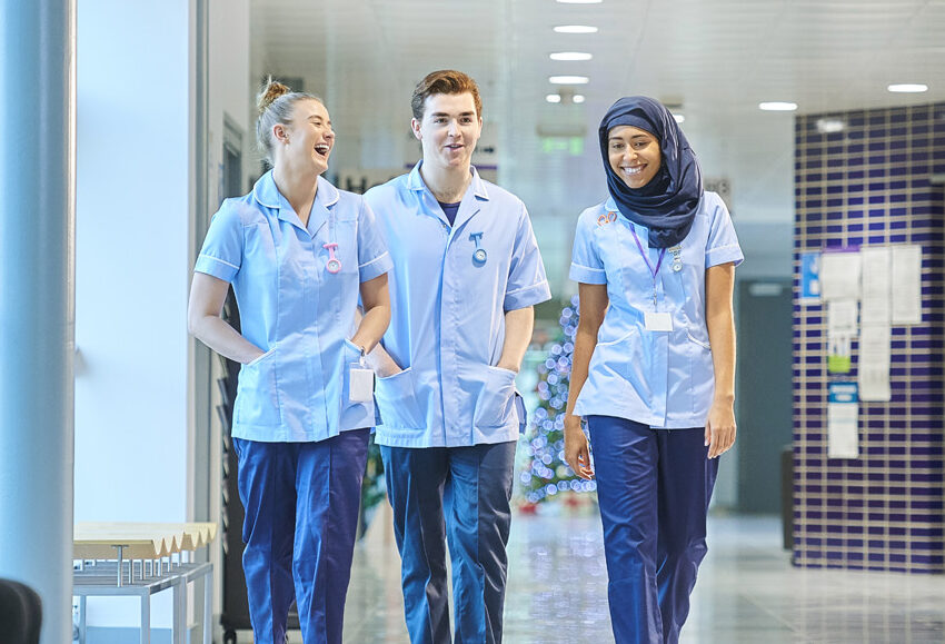 young nurse students in university hospital